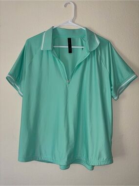 Mondetta Seafoam Short Sleeve Zip Polo Collar Shirt Tee XL Golf